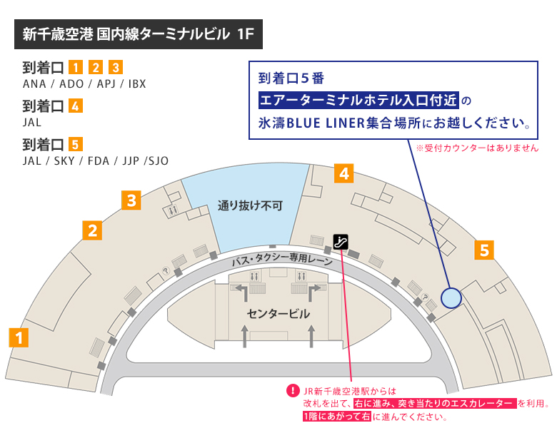 新千歳空港 国内線ターミナルビル 1F周辺地図