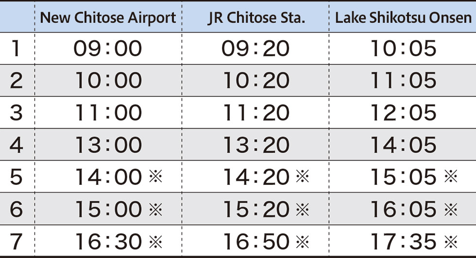 Departure Times from New Chitose Airport to the Ice Festival Venue