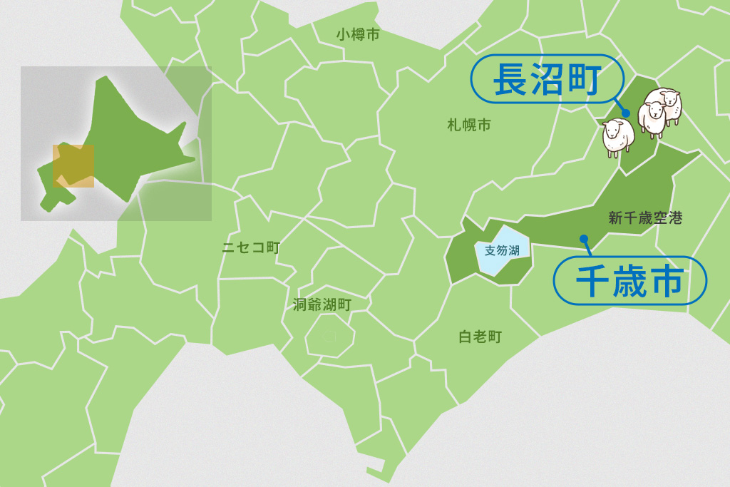 千歳市と長沼町のマップ