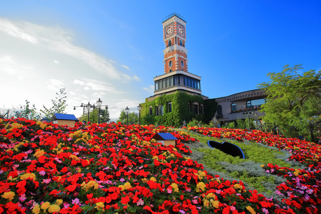 白い恋人パークの中庭から