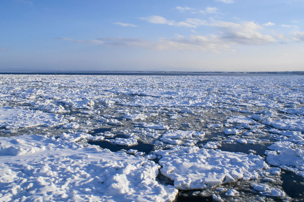網走流氷観光砕氷船おーろらから見た流氷