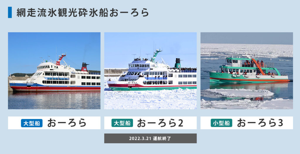 網走流氷観光砕氷船おーろらの船体違い